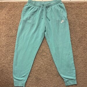 Nike Womans Medium Aqua Sweatpants Jogger Style Elastic Waistband Drawstring